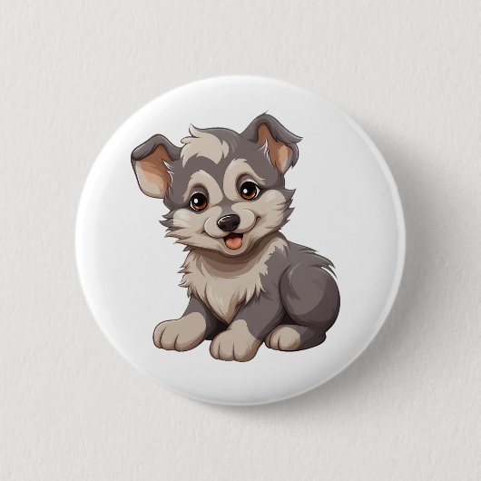 Cartoon wolf illustratie ronde button 5,7 cm (Voorkant)