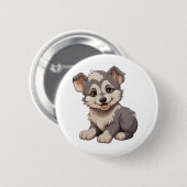 Cartoon wolf illustratie ronde button 5,7 cm (Voorkant /achterkant)