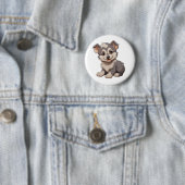 Cartoon wolf illustratie ronde button 5,7 cm (In situ)