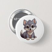Cartoon wolf illustratie ronde button 5,7 cm (Voorkant /achterkant)