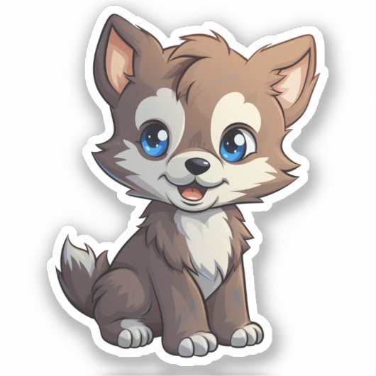 Cartoon wolf illustratie sticker (Voorkant)