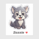 Cartoon wolf illustratie sticker (Vel)