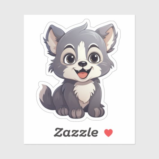 Cartoon wolf illustratie sticker (Vel)