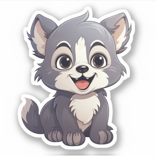 Cartoon wolf illustratie sticker (Voorkant)