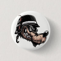 Cartoon wolf met dynamiet op zijn Duitse helm