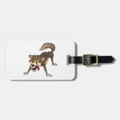 Cartoon Wolf met Goofy Expression Bagagelabel (Voorkant horizontaal)