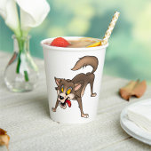 Cartoon Wolf met Goofy Expression Papieren Bekers
