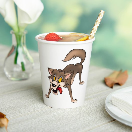 Cartoon Wolf met Goofy Expression Papieren Bekers