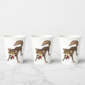 Cartoon Wolf met Goofy Expression Papieren Bekers