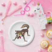 Cartoon Wolf met Goofy Expression Papieren Bordje (Feest)