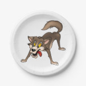 Cartoon Wolf met Goofy Expression Papieren Bordje (Voorkant)