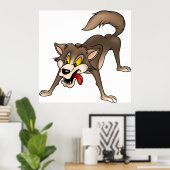 Cartoon Wolf met Goofy Expression Poster (Thuiskantoor)
