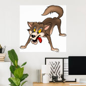 Cartoon Wolf met Goofy Expression Poster