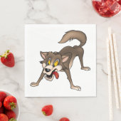 Cartoon Wolf met Goofy Expression Servet (Insitu)