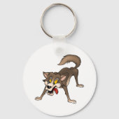 Cartoon Wolf met Goofy Expression Sleutelhanger (Voorkant)