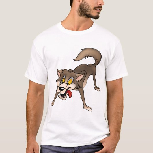 Cartoon Wolf met Goofy Expression T-shirt (Voorkant)