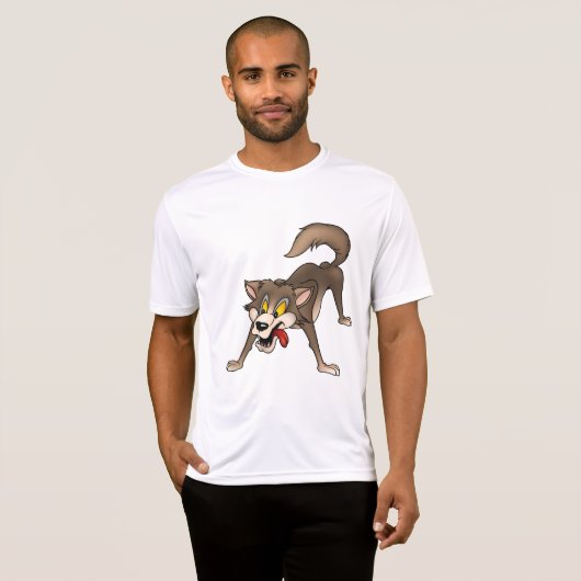 Cartoon Wolf met Goofy Expression T-shirt (Voorkant volledig)