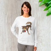 Cartoon Wolf met Goofy Expression T-shirt
