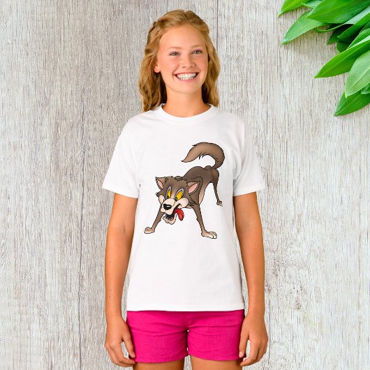 Cartoon Wolf met Goofy Expression T-shirt