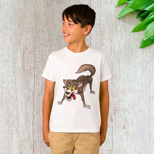Cartoon Wolf met Goofy Expression T-shirt