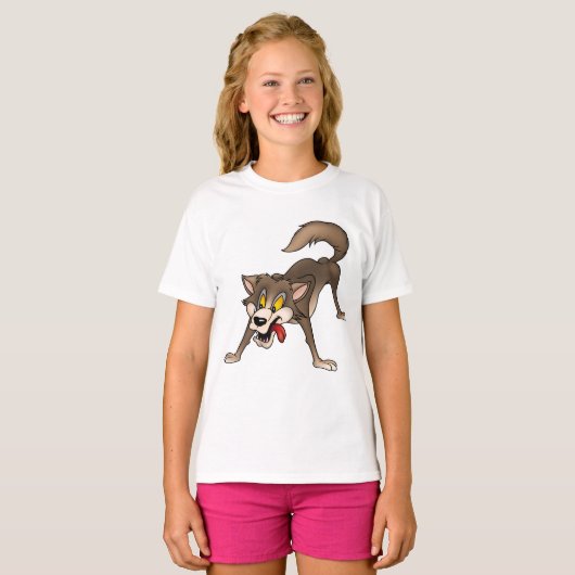 Cartoon Wolf met Goofy Expression T-shirt (Voorkant volledig)