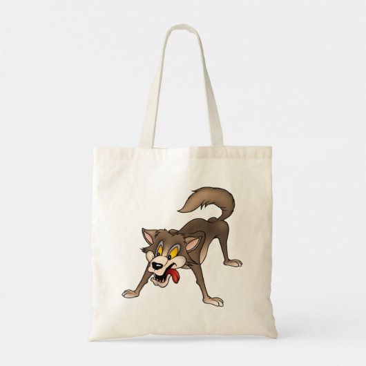 Cartoon Wolf met Goofy Expression Tote Bag (Achterkant)