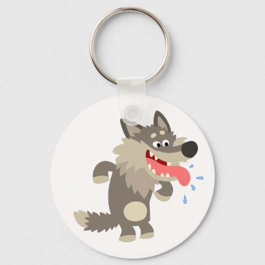 Cartoon Wolf Sleutelhanger (Voorkant)