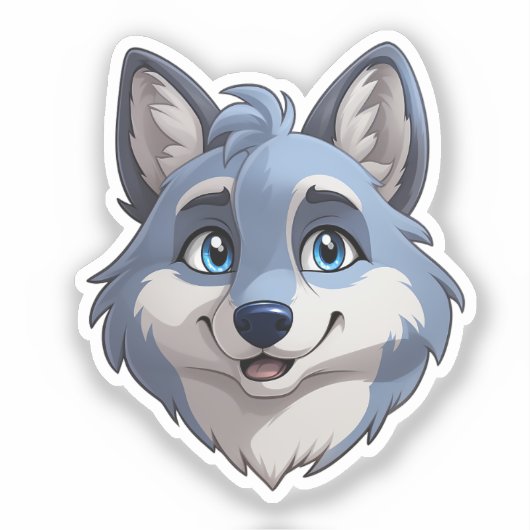 Cartoon wolf sticker (Voorkant)