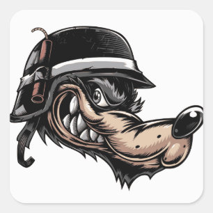 Cartoon Wolf Vierkante Sticker
