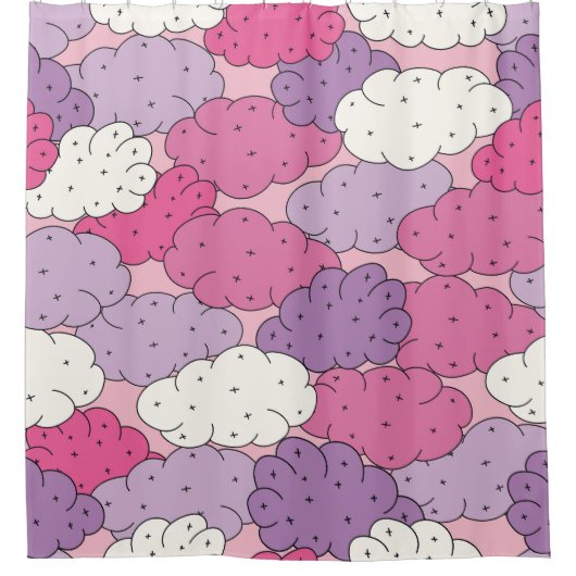 Cartoon wolken, leuke  herhalen. douchegordijn (Voorkant)