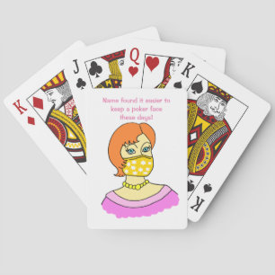 Cartoon Woman Face Mask Funny Pokerkaarten