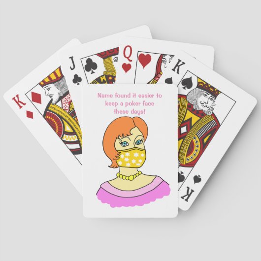 Cartoon Woman Face Mask Funny Pokerkaarten (Achterkant)