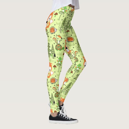 Cartoon Woodland Animals Pattern Leggings (Rechts)
