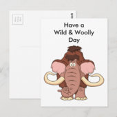 Cartoon Wooly Mammoth Briefkaart (Voorkant / Achterkant)