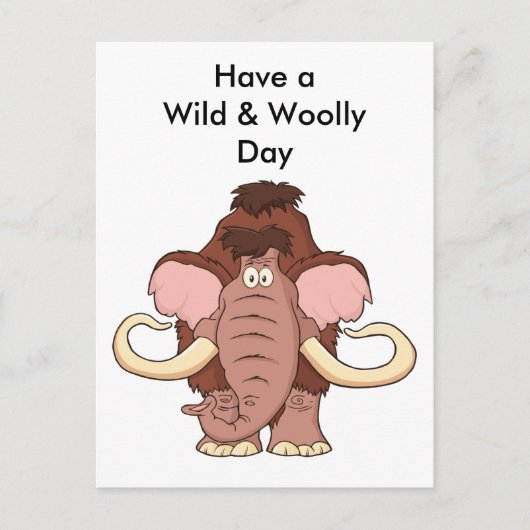 Cartoon Wooly Mammoth Briefkaart (Voorkant)
