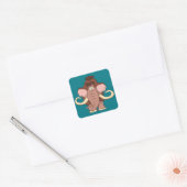 Cartoon Wooly Mammoth Vierkante Sticker (Envelop)