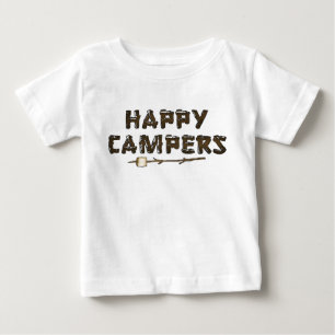 Cartoon word art happy campers baby t shirt