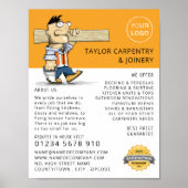 Cartoon Workman, Carpentry, Carpenter Adverteren Poster (Voorkant)