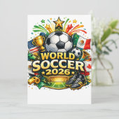 Cartoon World Soccer 2026 T-Shirt Design – Fun Foo Kaart (Staand voorkant)