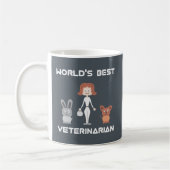Cartoon World's Best Vrouw Veterinarian Koffiemok (Links)