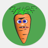 Cartoon Wortel Plantaardige Afbeelding Ronde Sticker (Voorkant)