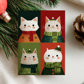 Cartoon Xmas Kittens Meowy Christmas Cat Photo Feestdagen Kaart