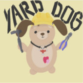 Cartoon Yard Dog Construction Worker Sticker (Voorkant)