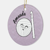 Cartoon Yarn Ball & Crochet Hook + Naam Keramisch Ornament (Links)