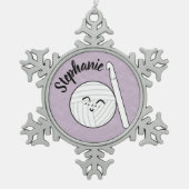 Cartoon Yarn Ball & Crochet Hook + Naam Tin Sneeuwvlok Ornament (Voorkant)