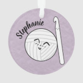 Cartoon Yarn Ball & Crochet Hook + Name Ornament (achterkant)
