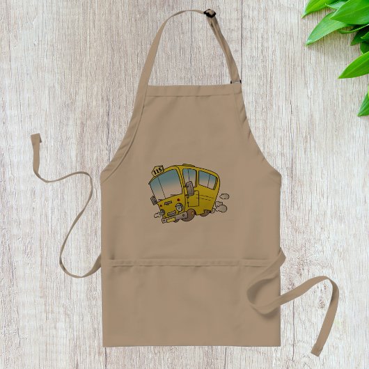 Cartoon Yellow Bus Apron Standaard Schort