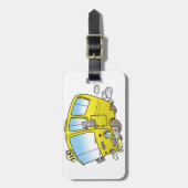 Cartoon Yellow Bus Bagagelabels (Voorkant verticaal)