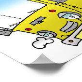 Cartoon Yellow Bus Poster (Hoek)