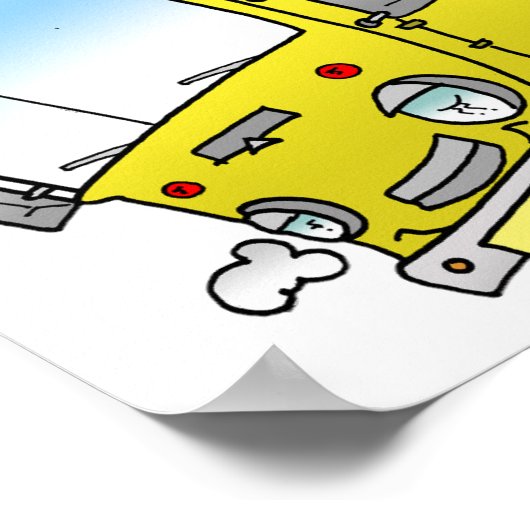 Cartoon Yellow Bus Poster (Hoek)